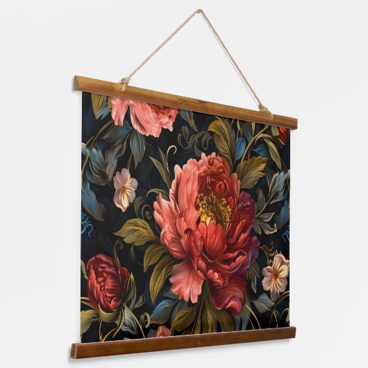 Mousserende pioenroos Noel Botanical Hangend Wandkleed (Gebogen)