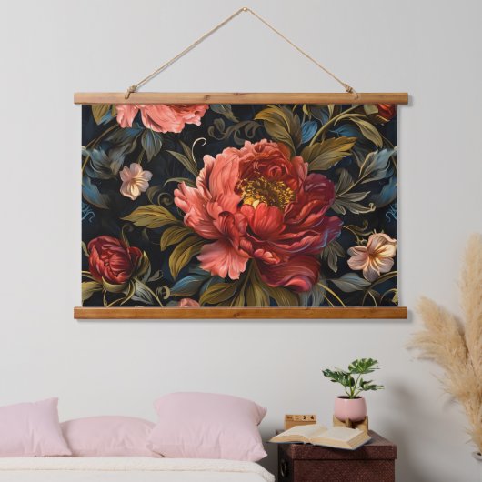 Mousserende pioenroos Noel Botanical Hangend Wandkleed (Slaapkamer)