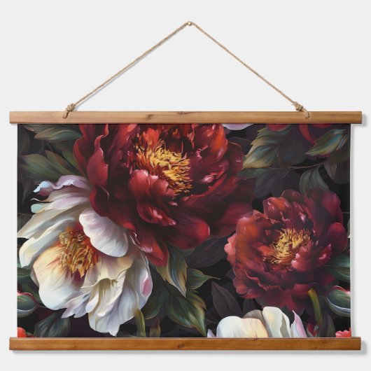 Mousserende pioenroos Noel Botanical Hangend Wandkleed (Voorkant)