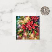 Mousserende poinsettia en heilige kerstmis notitiekaartje (Voorkant / Achterkant in situ)