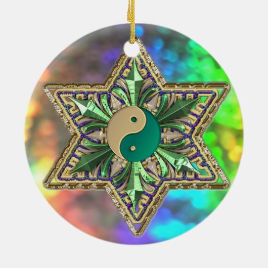 Mousserende Psychedelic Yin-Yang Stars Ornament (Achterkant)