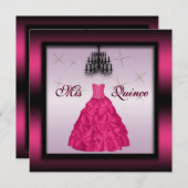 Mousserende Quinceanera Invite Kaart (Voorkant / Achterkant)