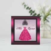 Mousserende Quinceanera Invite Kaart (Staand voorkant)