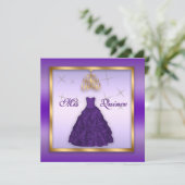 Mousserende Quinceanera Noite Paarse Lavender Gold Kaart (Staand voorkant)
