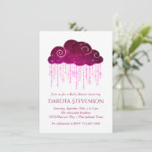 Mousserende regen | Donkerroze monochrome Baby sho Kaart (Staand voorkant)