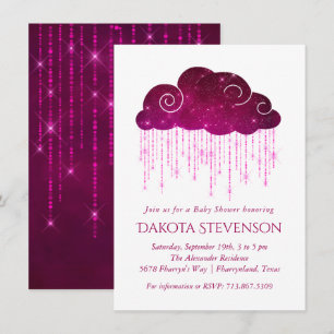 Mousserende regen   Donkerroze monochrome Baby sho Kaart