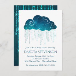Mousserende regen | Turquoise en White Baby shower Kaart