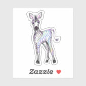 Mousserende regenboog zebra sticker (Vel)