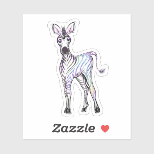 Mousserende regenboog zebra sticker (Vel)