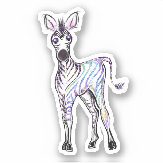 Mousserende regenboog zebra sticker (Voorkant)