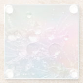 Mousserende regenboogwaterdruppels glazen onderzetter (Achterkant)