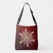 Mousserende rode en goudsnowflake kerst crossbody tas (Voorkant)