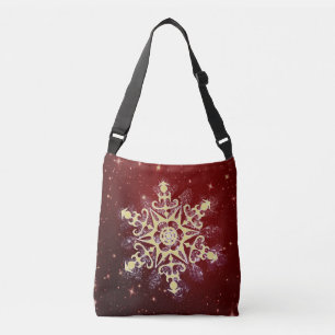 Mousserende rode en goudsnowflake kerst crossbody tas