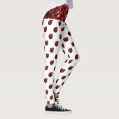 Mousserende rode sparken Ladybug-patroon op wit Leggings (Rechts)