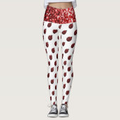 Mousserende rode sparken Ladybug-patroon op wit Leggings (Voorkant)