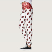 Mousserende rode sparken Ladybug-patroon op wit Leggings (Links)
