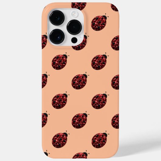 Mousserende rode sparkles Ladybug patroon perzik Case-Mate iPhone Case (Achterkant)
