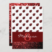 Mousserende rode sparren Ladybug Birthday Invitati Kaart (Voorkant / Achterkant)