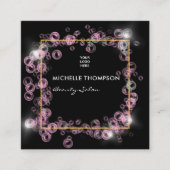 Mousserende roze en goudzeep Bubble Beauty Salon Vierkante Visitekaartje (Voorkant)