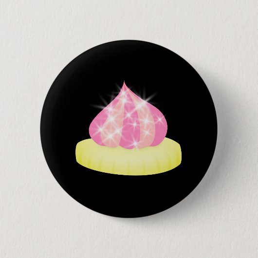Mousserende roze gehakt gem ronde button 5,7 cm (Voorkant)
