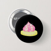 Mousserende roze gehakt gem ronde button 5,7 cm (Voorkant /achterkant)