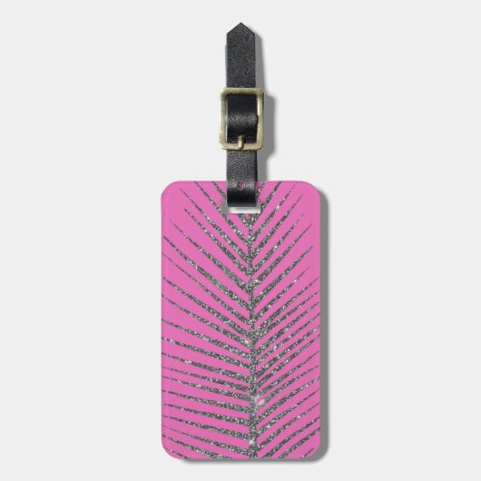 Mousserende roze glitter bagagelabel (Voorkant verticaal)