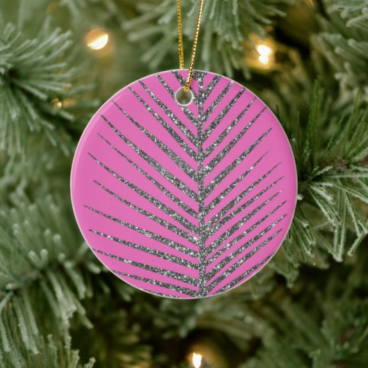 Mousserende roze glitter keramisch ornament (Boom)