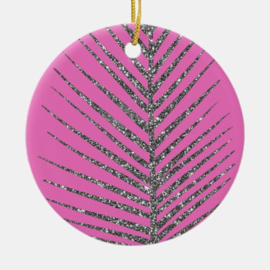 Mousserende roze glitter keramisch ornament (Voorkant)