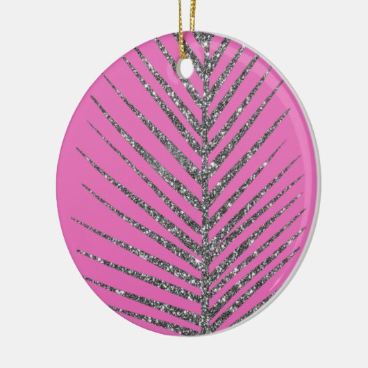 Mousserende roze glitter keramisch ornament (Links)
