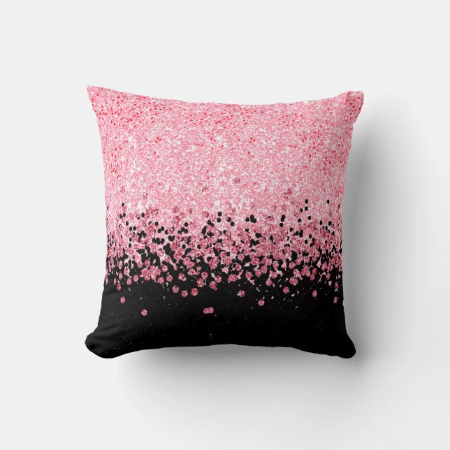 Mousserende roze glitter kussen (Voorkant)