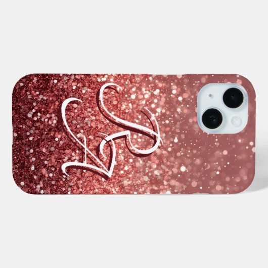 Mousserende Roze Glitter met Aangepaste Initialen Case-Mate iPhone Case (Achterkant (horizontaal))