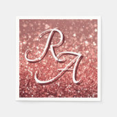 Mousserende Roze Glitter met Aangepaste Initialen Servet (Voorkant)