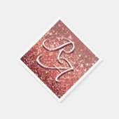 Mousserende Roze Glitter met Aangepaste Initialen Servet (Hoek)