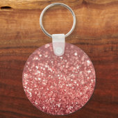 Mousserende Roze Glitter met Aangepaste Initialen Sleutelhanger (Achterkant)