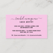  mousserende roze glitter Typografie Lashes Visitekaartje (Achterkant)