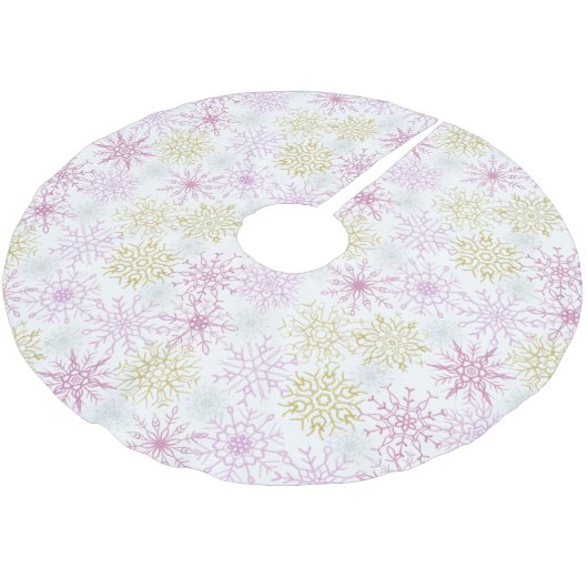 Mousserende roze neusvlokken geborsteld polyesters kerstboom rok (Gekanteld)