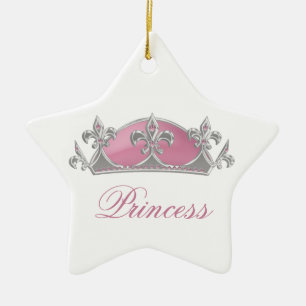 Mousserende roze prinses Faux Kroon met diamanten Keramisch Ornament