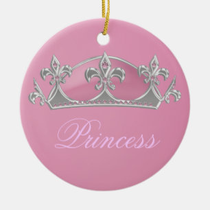 Mousserende roze prinses Faux Kroon met diamanten Keramisch Ornament