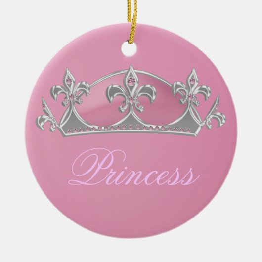 Mousserende roze prinses Faux Kroon met diamanten Keramisch Ornament (Voorkant)