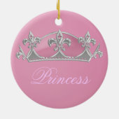 Mousserende roze prinses Faux Kroon met diamanten Keramisch Ornament (Achterkant)