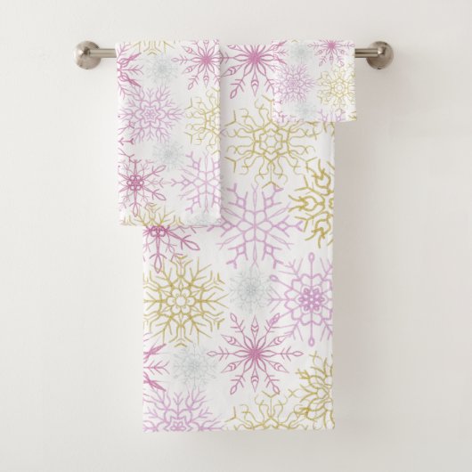 Mousserende roze snowflakes bad handdoek (Insitu)