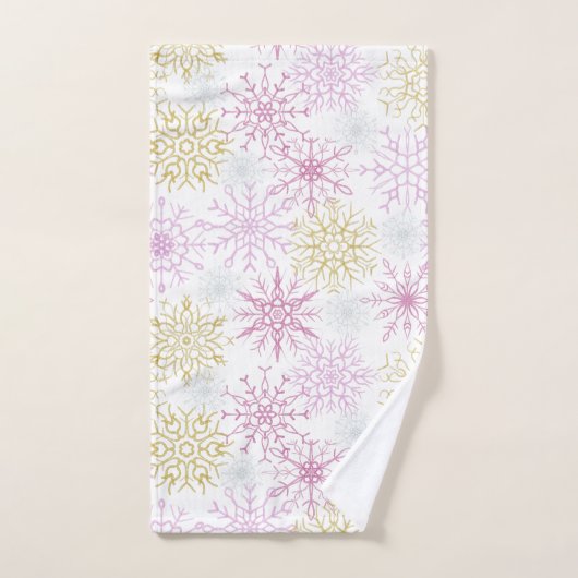 Mousserende roze snowflakes bad handdoek (Handdoek)