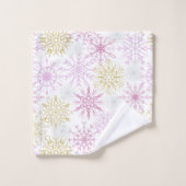 Mousserende roze snowflakes bad handdoek (Wasdoekje)