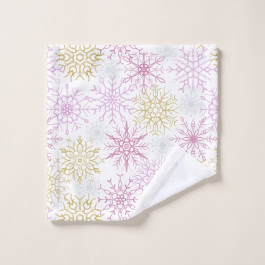 Mousserende roze snowflakes bad handdoek (Wasdoekje)
