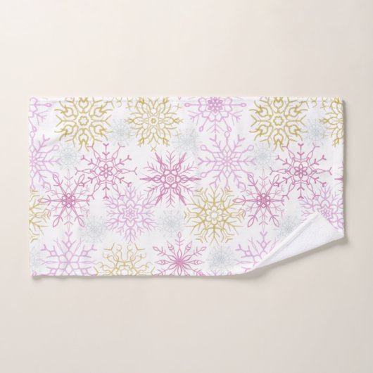 Mousserende roze snowflakes bad handdoek (Handdoek)