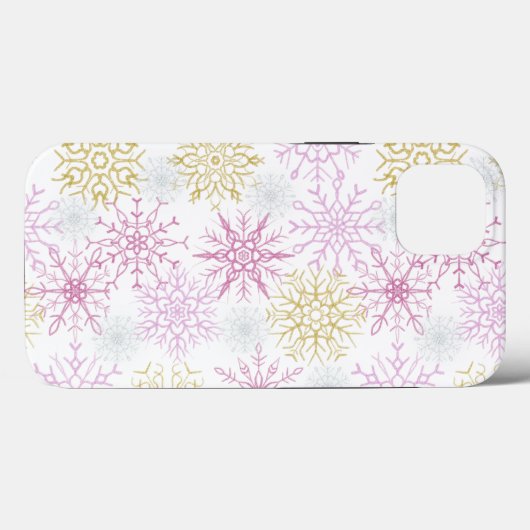 Mousserende roze snowflakes Case-Mate iPhone case (Achterkant (horizontaal))