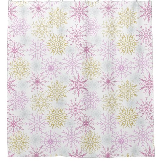 Mousserende roze snowflakes douchegordijn (Voorkant)