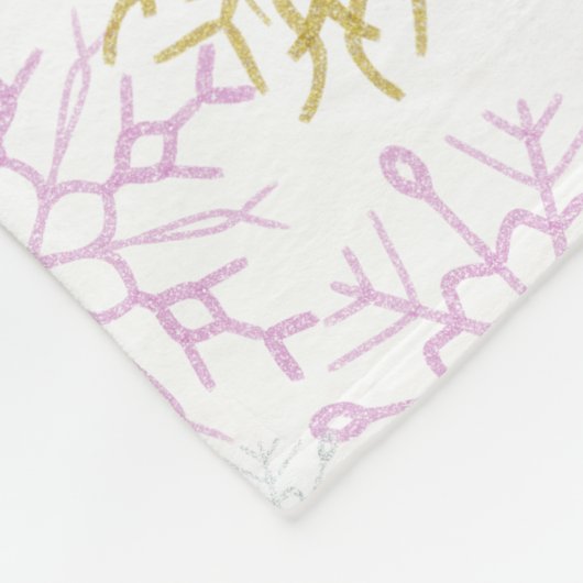 Mousserende roze snowflakes fleece deken (Hoek)