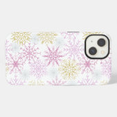Mousserende roze snowflakes iPhone hoesje (Achterkant horizontaal)