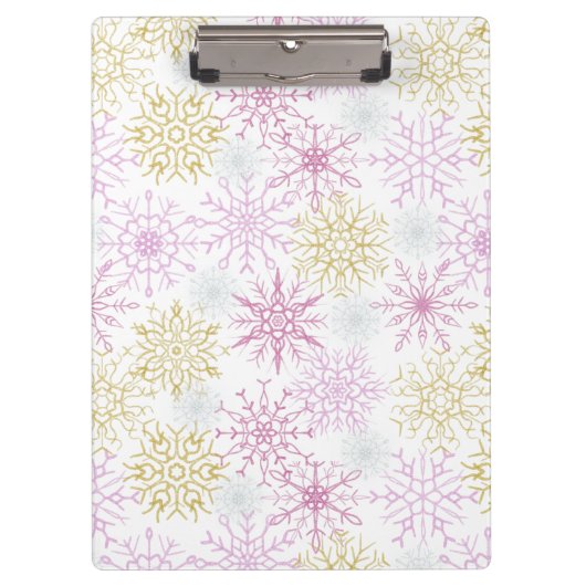Mousserende roze snowflakes klembord (Voorkant)